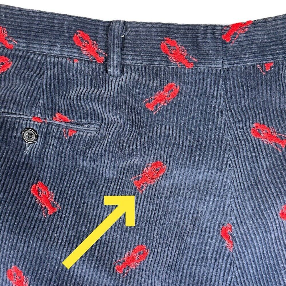Hand Tailored 80s Lobster All Over Print Blue Corduroy Men's 36‎ - Picture 10 of 10